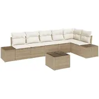 vidaXL Gartensofa-set mit Speicher Beige und Creme Poly-Rattan