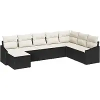 vidaXL Sofa Set mit Kissen 8 pcs Schwarz Poly-Rattan