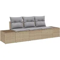 vidaXL Gartensofa-set 3 Stk. Beige und Hellgrau Poly-Rattan