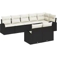 vidaXL Gartensofa-set mit Kissen 8 pcs Schwarz und Weiß Poly-Rattan