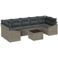 vidaXL Sofa Set 8 Stk. Grau Poly-Rattan