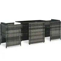 vidaXL 5-tlg. Garten-Sofagarnitur mit Kissen Schwarz Poly Rattan