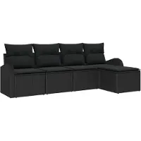 vidaXL Gartensofa-set 5 Stk. Schwarz Poly-Rattan