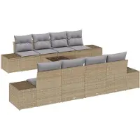 vidaXL Garten-Sofa-Set 8 Stk. Beige und Grau Poly-Rattan