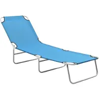 Helloshop26 - Sonnenliege Deckstuhl Sonnenbett Gartenbett Terrassenmöbel klappbar Stahl und türkisblauer Stoff 02_0012800