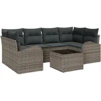 vidaXL Gartensofa-set 7 stk. 6-Sitzanzahl Grau Poly-Rattan