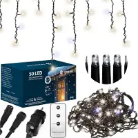 Springos Lichtvorhang - - 50 LED - 2,5 m - Kaltweiß - Außenbeleuchtung