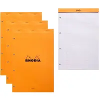 Rhodia 5x Gehefteter Notizblock No.20 A4+, 80 Blatt liniert mit Rand 80g, 4-fach gelocht - Orange 119600C