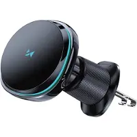 Wozinsky WCT5-Q6S2Y Car Holder with Qi/MagSafe 15W Inductive Charger for Ventilation Grill with Fan - Black