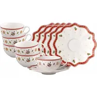 Villeroy & Boch Tasse "Kaffeetassen mit Untertassen Toy's Delight 170 ml 6er Set bunt", bunt, B:17,5cm H:9,1cm Ø:17,5cm, Porzellan, Trinkgefäße, Tasse, Handwäsche wird empfohlen, Mikrowellengeeignet
