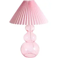 Beliani Tischlampe Rosa Glasfuß Glockenförmiger Lampenschirm Stoff Innenbereich Schlafzimmer Wohnzimmer Moderner Stil