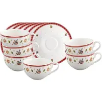 Villeroy & Boch Tasse "Kaffeetassen mit Untertassen Toy's Delight 170 ml 12er Set weiß", weiß, B:16,7cm H:8cm Ø:16,7cm, Porzellan, Trinkgefäße, Tasse, Mikrowellengeeignet