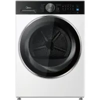 Midea MD210H100WB-B, Freistehend, Frontlader, Wärmepumpe, Weiß, Drehregler, Berührung, Links