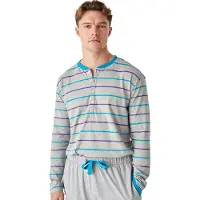 J&j Brothers Herren-Pyjama aus langärmeliger, halbgeschlossener Baumwolle JJBEP5500