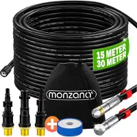 Monzana Rohrreinigungsschlauch Premium Set 30m 200bar inkl. 3 Adapter 2 Düsen Kärcher K2 K3 K4 K5 K6 K7 Hochdruckreiniger Universal Rohrreinigungsset