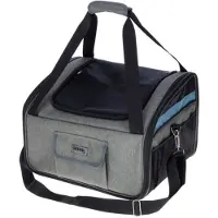 Kerbl Autotasche - - Vacation - Grau/Blau - 44x35x30 cm - Integrierte kurze Leine