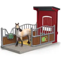 Schleich FARM WORLD Ponybox mit Mustang Stute, Tier, Buildings, Farm animals / farm toys, Horse Stable, Horses, 3 Jahr(e), Mehrfarbig