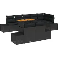 vidaXL Gartensofa-set 9 Stk. Schwarz Poly-Rattan