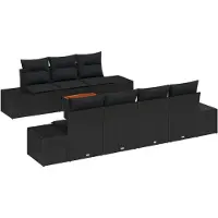 vidaXL Gartensofa-set 8 Stk. Schwarz Poly-Rattan