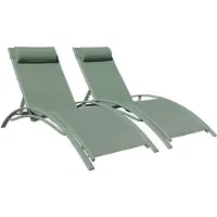 Happy Garden 2er Set Liegestühlen GALAPAGOS aus salbeigrünem Textilene - salbeigrünem Aluminium