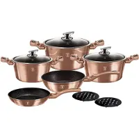 Berlinger Haus Rose Gold Kochtopf Set 10-Teiliges Induktions Antihaft-Aluminium Kochtöpfe Pfannen Roségold