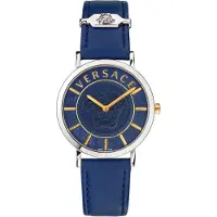 Versace Essential Damenuhr Blau Lederarmband