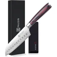 Paudin Santokumesser Universal Classic N16, 13 cm Edelstahlklinge mit Kullenschliff, Pakkaholzgriff