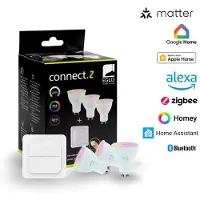 Eglo CONNECT-Z GU10 LED-Leuchtmittel 3er-Pack – RGB + Einstellbares Weiß, Zigbee, Matter & Thread Kompatibel
