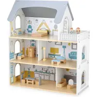 Mamabrum großes Holz-Puppenhaus für Kinder mit modernem Zubehör