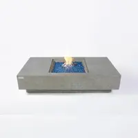 Elementi Feuertisch MONTE CARLO Feuerstelle aus Beton - Komplett-Set, wetterbeständig, Hellgrau 152x81x35cm