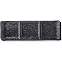 Wilmax Rechteckige Schale SlateStone Schwarz 40.5 x 13 cm Porzellan, 3er Set