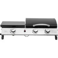 HABITAT ET JARDIN Gas-Plancha mit Deckel "Rasio" - 7,5 kW - 3 Brenner - Schwarz