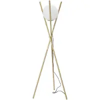 Mauro Ferretti Glamy X Stehleuchte – 1-flammige E27-Stehleuchte aus goldfarbenem Metall und weißer Glaskugel (Ø 55 x 155 cm) – Glamouröses, minimalistisches Design