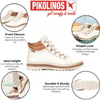 Pikolinos Damen Nata Weiße Leder-Stiefeletten - Vigo