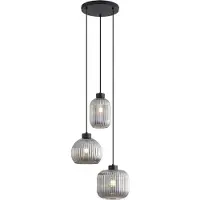 QAZQA Design-Hängeleuchte schwarz mit Rauchglas 3-flammig - Ana
