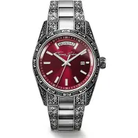 Thomas Sabo Quarzuhr "REBEL AT HEART REVIVE 36 mm", rot (silberfarben, weinrot), Armbanduhren, Herren, Quarzuhr, Armbanduhr, Damenuhr, Herrenuhr, Edelstahlarmband, analog, Tag