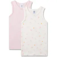Sanetta Mädchen-Unterhemd (Doppelpack) rosa & off-white Blumen 140