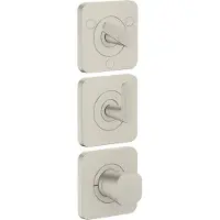 Hansgrohe AXOR Citterio C Thermostatmodul 380/120 Unterputzmodell mit Rosetten für 3 Verbraucher, Cubic cut, 49711800, Farbe: Stainless Steel Optic
