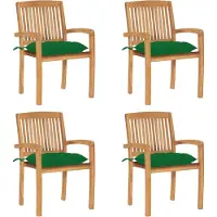 vidaXL Stapelbare Gartenstühle mit Kissen 4 Stk. Massivholz Teak