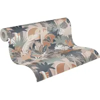 A.S. Création Vliestapete "Antigua Retrotapete Artdeco" gemustert matt neutral leicht strukturiert Dschungeltapete Floral mit Tieren Tapeten Wohnzimmer Schlafzimmer Flur