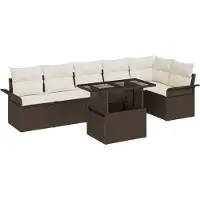vidaXL Gartensofa-set 7 Stk. Braun Poly-Rattan
