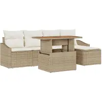 vidaXL Garten-Sofa-Set 6 stk. Beige Poly Rattan