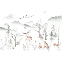 Overig Vliestapete "Digitaldruck Vlies - Cozy Woods - Größe 400 x 280 cm" bedruckt glatt Kinderzimmer