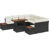 vidaXL Gartensofa-set 9 Stk. Schwarz Poly-Rattan