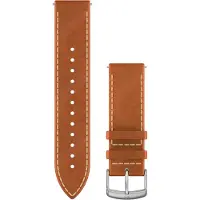 Garmin Ersatzarmband 20mm Leder Hellbraun mit Naht/Silber