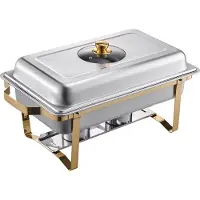 Vevor Chafing Dish Set Speisenwärmer Edelstahl mit 4 Behältern in halber Größe (4 L pro)