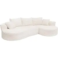 Mendler Sofa-Garnitur MCW-P19, 3-Sitzer Couch Loungesofa, Stoff/Textil Cord (370 g/m²) Liegefläche rechts weiß