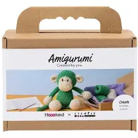 Creativ Company Hobby-Set Amigurumi, Affe, grün, gebrochenes Weiß, 1 Box