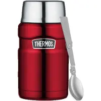 Thermos Termos na jedzenie z łyżką i kubkiem - czerwony