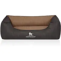 Knuffelwuff Orthopädisches Hundebett Outback aus laser-gestepptem Kunstleder M-L 85 x 63cm Schwarz/Cappuccino